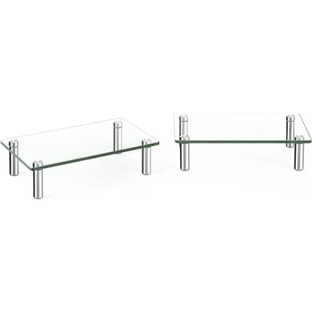 Dual Glass Monitor Stand Riser, 2 Pack Computer Monitor Riser - Picture 4 of 6